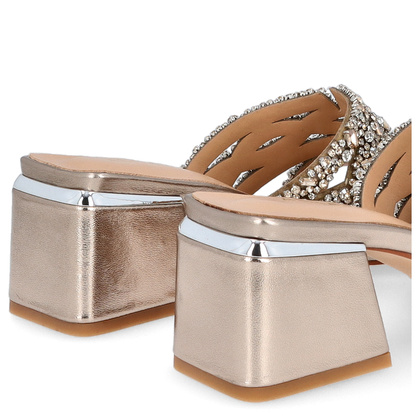 Hiszpańskie klapki na słupku - ALMA EN PENA V240707 ZŁOTE