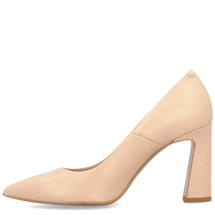 Czółenka na designerskim slupku - BRAVO MODA 0063 BEŻ