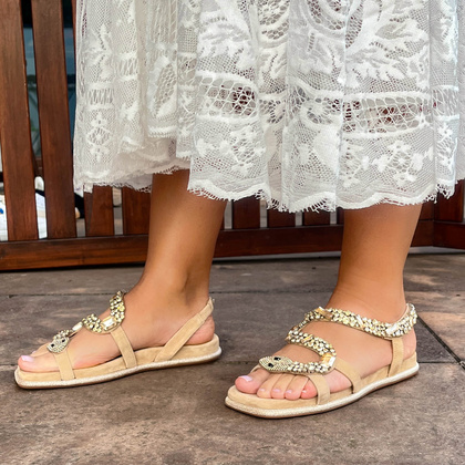 Eleganckie hiszpańskie sandały - ALMA EN PENA V240840 BEŻOWE