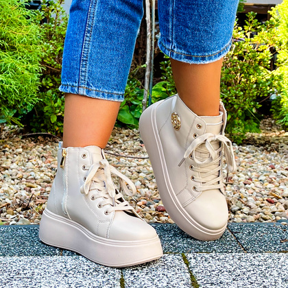 Wysokie sneakersy damskie - FILIPPO DBT6338/24 BEŻOWE