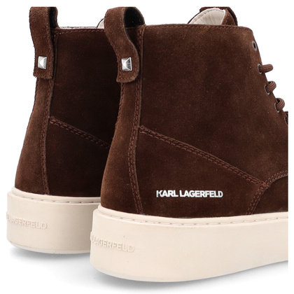 Trampki męskie za kostkę - KARL LAGERFELD FLINT KL53352A BRĄZOWE