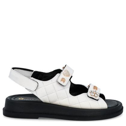 Sandały na rzep z ozdobami - TYMOTEO G1059 BIAŁE