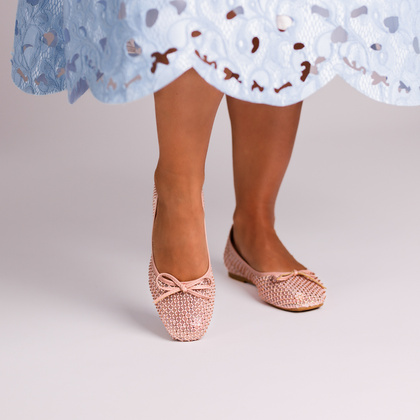 Modne baleriny z siateczki - SCAVIOLA S-430 RÓŻOWE