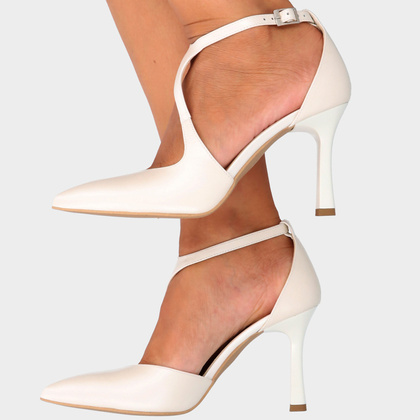 Szpilki ślubne z paskami - KOTYL 8507 BIAŁE PERŁOWE