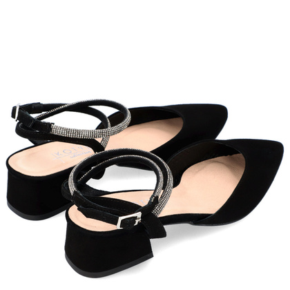 Czółenka z ozdobnymi paseczkami - KOTYL 9939 CZARNE