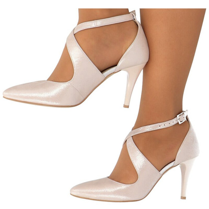 Ślubne szpilki ze skóry - TYMOTEO BALTI RÓŻOWE