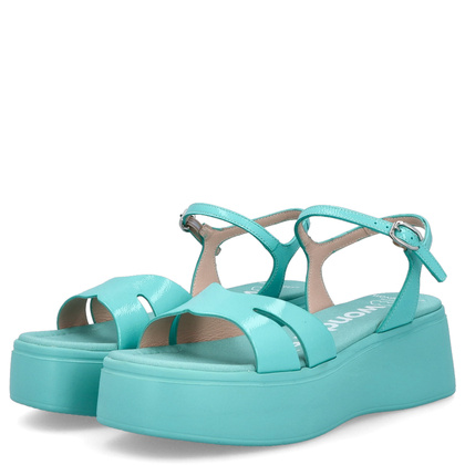 Hiszpańkie sandały na platformie - WONDERS A-3710 MORSKIE