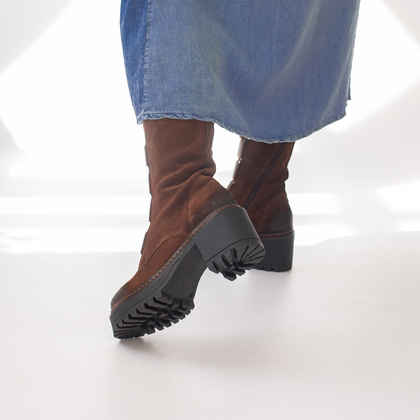 Wysokie workery ze skóry - TYMOTEO 2163/2 BRĄZOWE