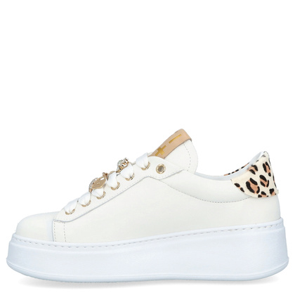 Sneakersy skórzane premium - GIO+ PIA354A BIAŁE PANTERKA