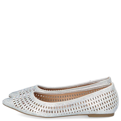 Błyszczące balerinki ślubne - MENBUR 20742 SREBRNE