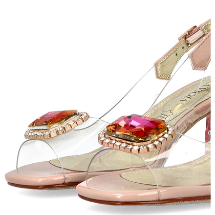 Silikonowe sandały na modnym obcasie - SCAVIOLA S-354 BEŻOWE