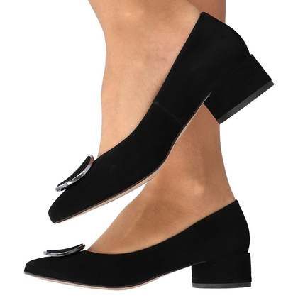 Czółenka na niskim obcasie - KOTYL 9913 CZARNE