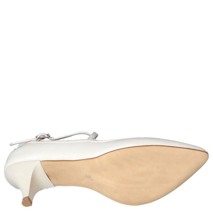 Pełne czółenka z paskami - TYMOTEO BARG PERŁOWO BIAŁE