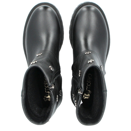 Skórzane botki z wywijaną cholewką - TYMOTEO G1068 CZARNE