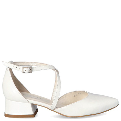 Czółenka ślubne na 4 cm obcasie - KOTYL 9917 ECRU PERŁOWE