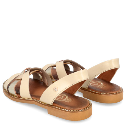 Wygodne sandały skórzane - LEMAR 40382 BEŻOWE