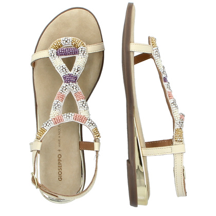 Skórzane płaskie sandałki - GIOSEPPO 74856 BEŻOWE