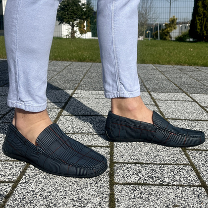 Eleganckie mokasyny męskie - JOHN DOUBARE 628A-H-888 SZARE