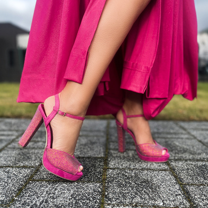 Sandały na platformie - MENBUR 24791 FUKSJA