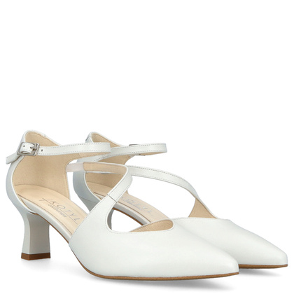 Ślubne buty na niskim obcasie - KOTYL 5441 ECRU PERŁOWE