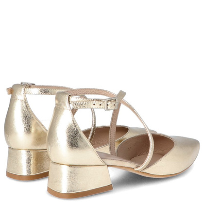 Czółenka ślubne na 4 cm obcasie - KOTYL 9917 ZŁOTY LICO