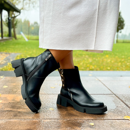 Botki damskie skórzane - TYMOTEO 2169 CZARNY