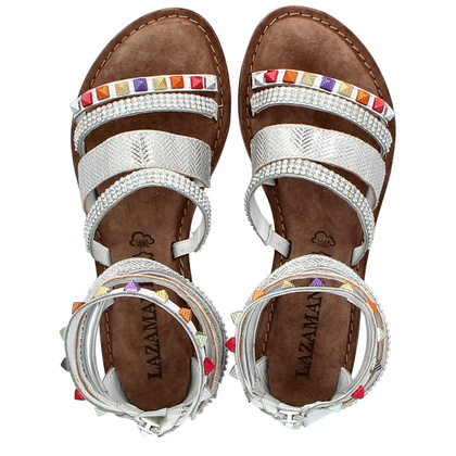 Sandały damskie gladiatorki - LAZAMANI LA75406 BIAŁE