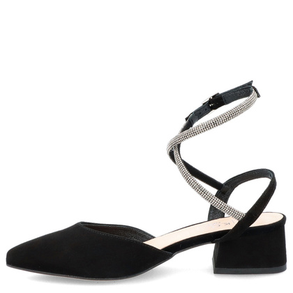 Czółenka z ozdobnymi paseczkami - KOTYL 9939 CZARNE