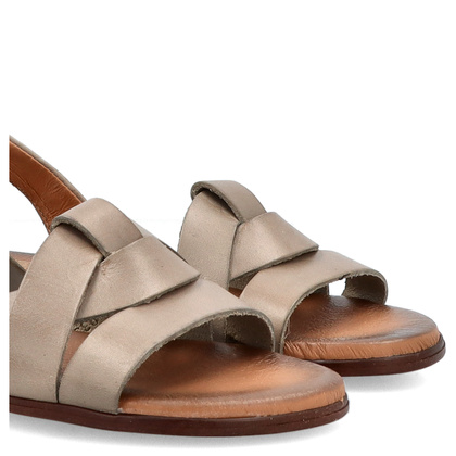 Płaskie sandały skórzane - LEMAR 40185 BEŻOWE