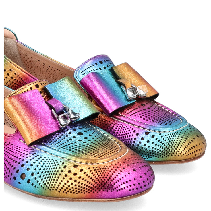 Kolorowe skórzane mokasyny - EMI ROMANI 010.1307 MULTIKOLOR 