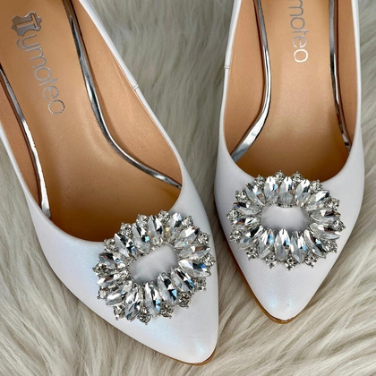 Ozdobne klipsy do butów owalne - TYMOTEO LOVE T49 SREBRNE