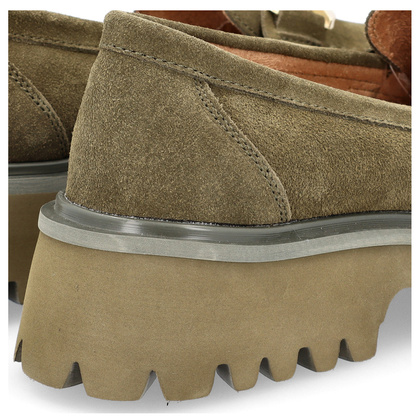 Zamszowe półbuty z klamrą - FILIPPO DP4916/23 KHAKI