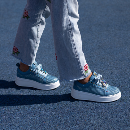 Sneakersy damskie premium - GIO+ PIA350B NIEBIESKIE