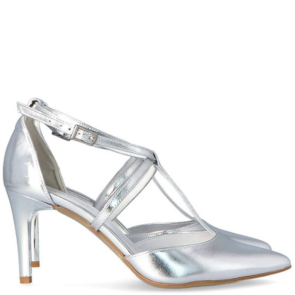 Ślubne szpilki z paseczkami - TYMOTEO PANNA SREBRNE