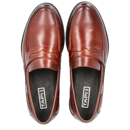 Skórzane mokasyny męskie - TAPI I-7132 BRĄZOWE