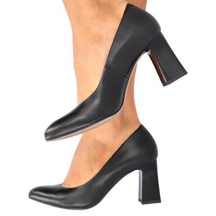 Klasyczne czółenka na słupku - KOTYL 1273 CZARNE