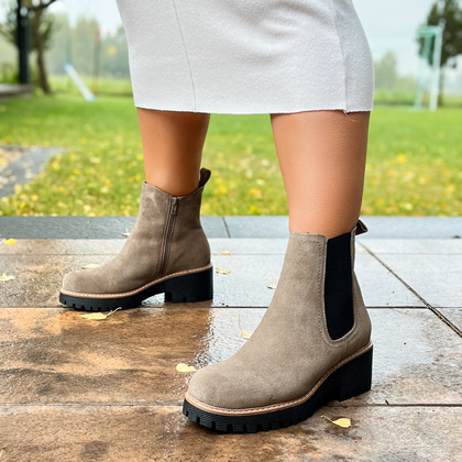 Skórzane sztyblety damskie - FILIPPO DBT4805/24 BEŻOWE