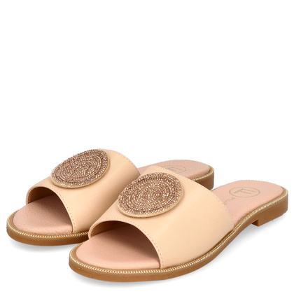 Eleganckie klapki z ozdobą - FILIPPO DK6217/24 BEŻ