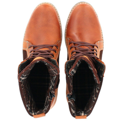 Męskie buty zimowe - KENT 237 KARMELOWE + WELUR