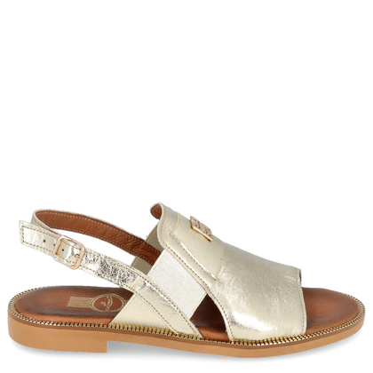 Płaskie sandały ze skóry - LEMAR 40385 ZŁOTE