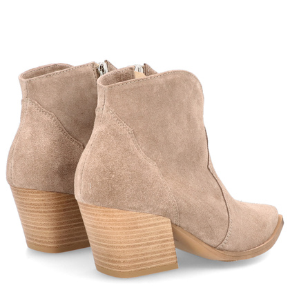 Krótkie kowbojki ze skóry - TYMOTEO G1074 BEŻOWE