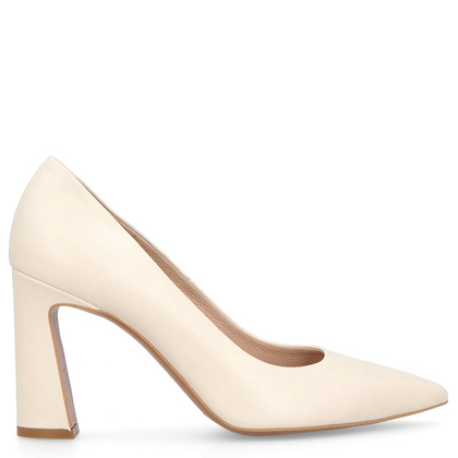 Czółenka na designerskim slupku - BRAVO MODA 0063 KREMOWE