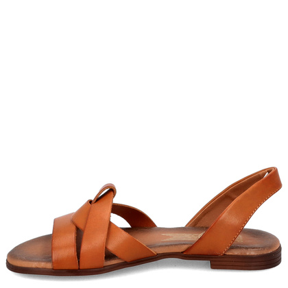 Płaskie sandały skórzane - LEMAR 40185 BRĄZOWE