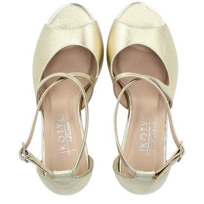 Taneczne sandałki ze skóry - KOTYL 4325 ZŁOTY LICO
