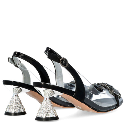 Sandały na ozdobnym obcasie - SCAVIOLA S-143 CZARNE