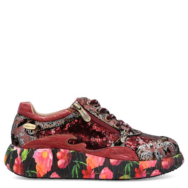Zdobne sneakersy damskie - LAURA VITA NIKITO 09 BORDOWE