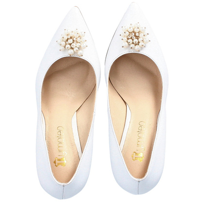 Ślubne szpilki z perełkami - TYMOTEO L2005 BIAŁE