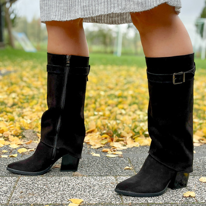 Wysokie kowbojki ze skóry - TYMOTEO G1071 CZARNE