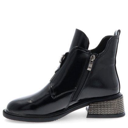 Eleganckie lakierowane botki - FILIPPO DBT6003/24 CZARNE