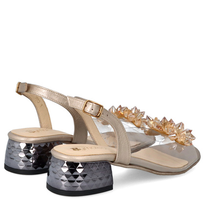 Silikonowe sandałki na niskim obcasie - TYMOTEO 476-37 ZŁOTE